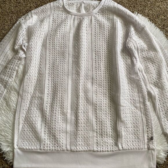 Fabletics Sophie Mesh Net Cover Up Top White Womens Size Medium - Picture 6 of 7